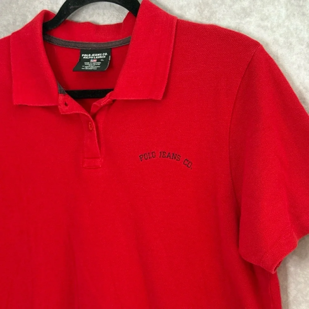 VTG 90's Polo Jeans Co Ralph Lauren‎ Men's Polo Size XL Red Embroidered Collar